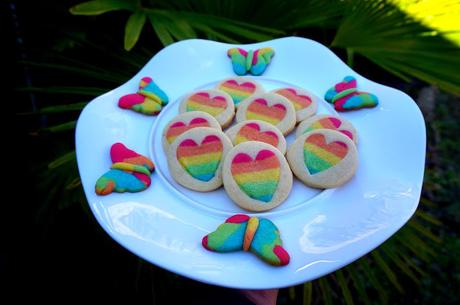 Galletas de corazones arcoiris