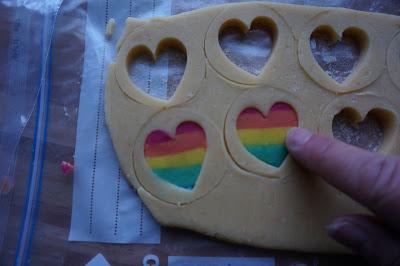 Galletas de corazones arcoiris