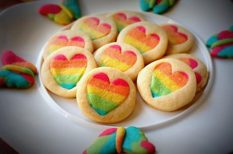 Galletas de corazones arcoiris