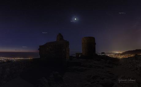 Cinco planetas sobre el Castillo de Burriac