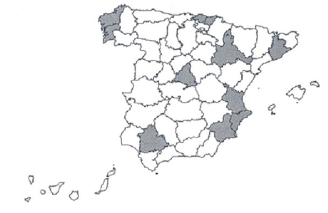 COMENTARIO CORREGIDO DE UN MAPA TRAMADO DE LAS PROVINCIAS DE ESPAÑA, GEOGRAFÍA 2º BACHILLERATO