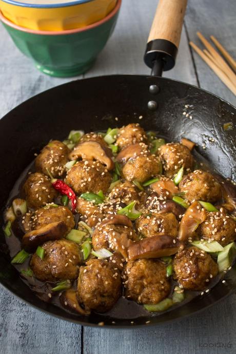 Albóndigas de seitan con shiitake Albóndigas de seitan con shiitake