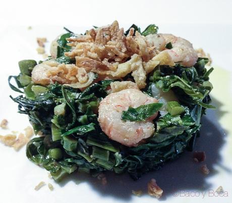 Timbal de Brotons con gambas (Origen Garraf III) timbal de brotons con langostinos