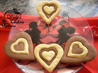 Galletas corazón de dos colores Galletas corazón de dos colores