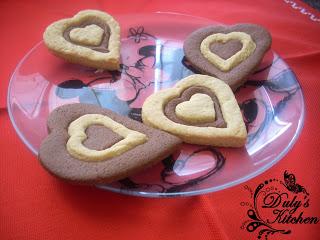 Galletas corazón de dos colores Galletas corazón de dos colores