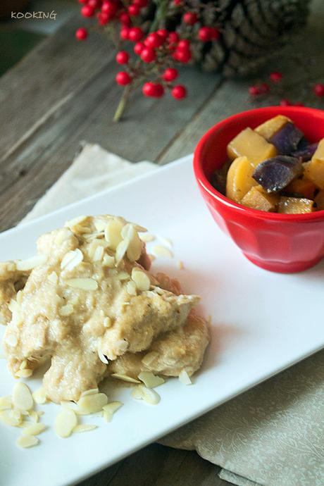 Pavo en salsa de almendras con verduras asadas Pavo en salsa de almendras con verduras asadas