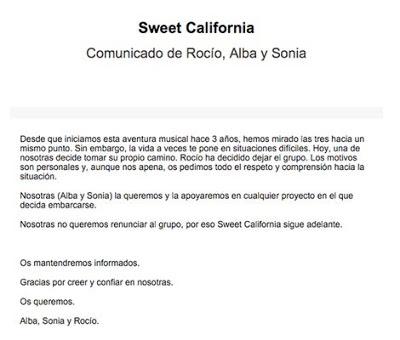 Rocio Cabrera abandona Sweet California