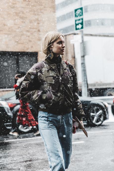NYFW-New_York_Fashion_Week-Fall_Winter-17-Street_Style-Pernille_Teisbaek-Military_Trend-Bomber-Vetements_Jeans-Rainy_Boots-Red_Bag-