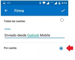 Firmas individuales en las cuentas de Outlook para Android Firma para outlook para Android