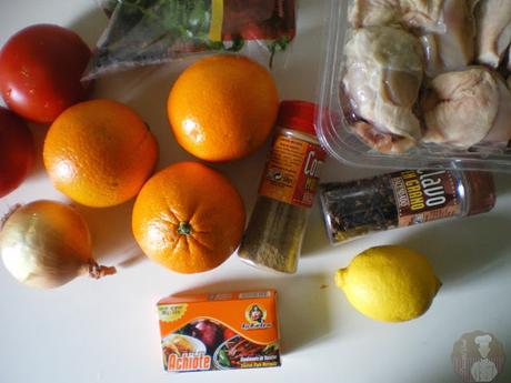 Ingredientes para el pollo al achiote Ingredientes para el pollo al achiote