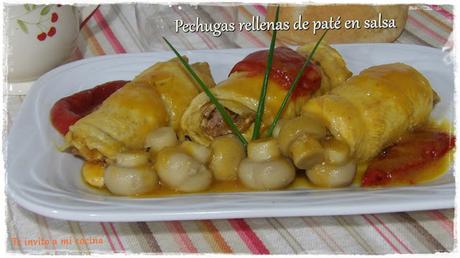 Pechugas rellenas de paté en salsa