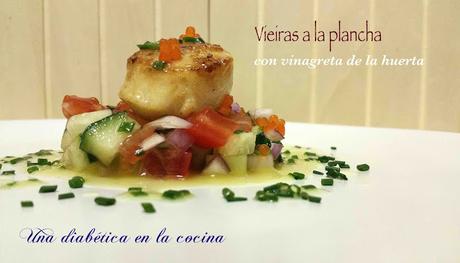 Vieiras a la plancha con vinagreta de la huerta