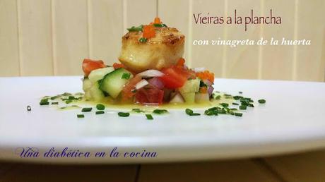 Vieiras a la plancha con vinagreta de la huerta