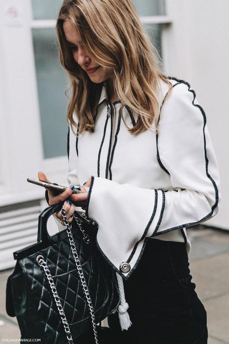LFW-London_Fashion_Week_Fall_16-Street_Style-Collage_Vintage-Pernille_Teisbaek-JW_Anderson-Black_And_White-Big_Sleeves-Chanel_Bag-8