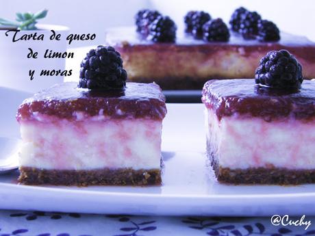 Tarta de queso de limón y moras