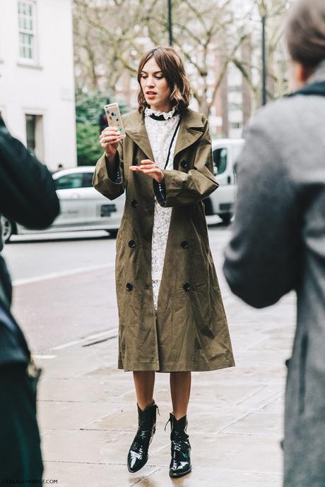 LFW-London_Fashion_Week_Fall_16-Street_Style-Collage_Vintage-Alexa_Chung-Trench_Coat-Cowboy_Boots-Erdem-Lace_Dress-10