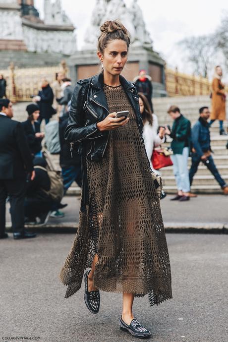 LFW-London_Fashion_Week_Fall_16-Street_Style-Collage_Vintage-Khaki_Dress-Biker-Studded-loafers-1