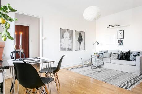 Un hogar en 34 m² planta abierta interiores espacios pequeños estudio diáfano diseño pisos pequeños decoración pisos suecos decoración minipisos decoración en gris blog decoración nórdica 