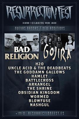Resurrection Fest 2016: Bad Religion, Gojira, H2O, Uncle Acid & The Deadbeats, Hamlet, Arkangel...
