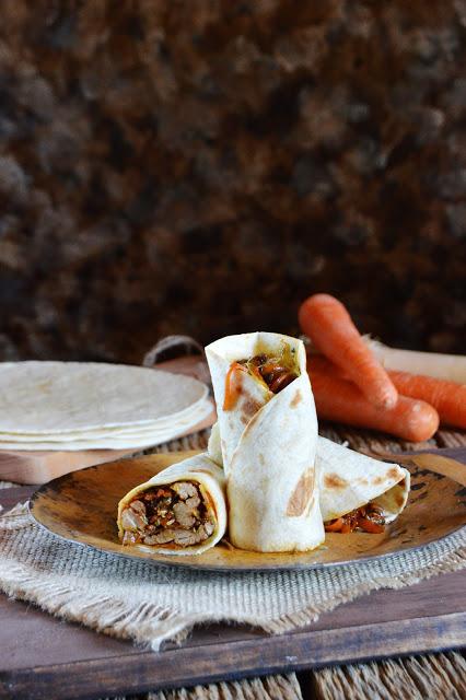 Burritos de ternera, puerro y zanahoria Burritos de ternera, puerro y zanahoria