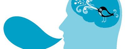 Réplica del logo de Twitter en un dibujo de cabeza humana