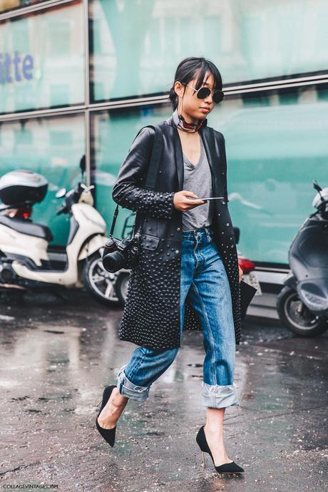 Milan_Fashion_Week_Fall_16-MFW-Street_Style-Collage_Vintage-Margaret_Zhang-LEanther_Coat-Jeans-