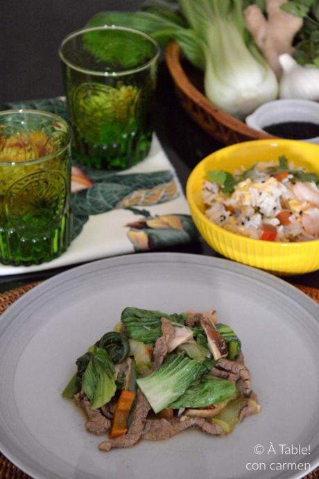 Ternera Salteada con Shitake y Pak Choi Ternera Salteada con Shitake y Pak Choi