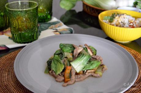 Ternera Salteada con Shitake y Pak Choi Ternera Salteada con Shitake y Pak Choi