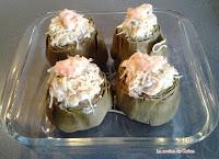 Alcachofas rellenas de gambas Alcachofas rellenas de gambas