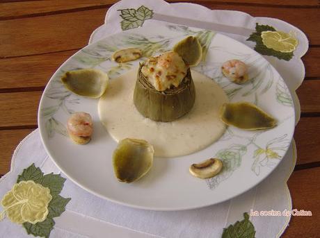 Alcachofas rellenas de gambas Alcachofas rellenas de gambas