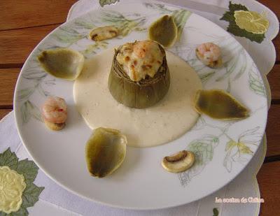 Alcachofas rellenas de gambas Alcachofas rellenas de gambas