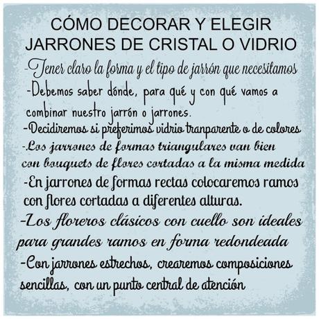 Con el post de hoy veremos como decorar con jarrones de cristal,  tambien haremos composiciones decorativas