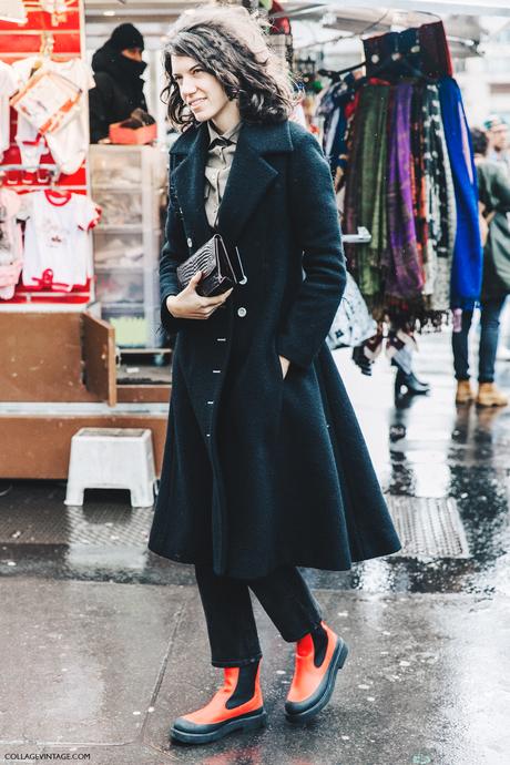 PFW-Paris_Fashion_Week_Fall_2016-Street_Style-Collage_Vintage-Black_Coat-Celine_Rainy_Boots-
