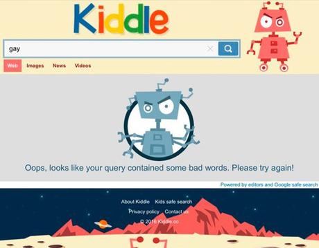 Kiddle: Un buscador de internet homofóbico. Kiddle gay