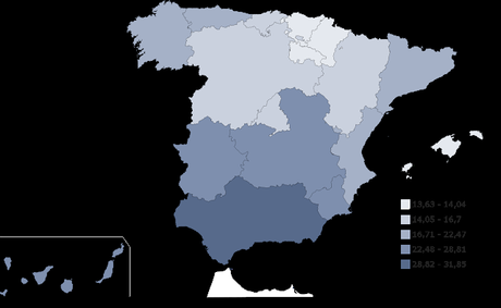 Mapa del desempleo de España