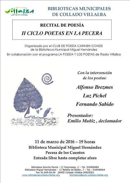 Mañana viernes 11 Marzo, estaremos leyendo en Collado-Villalba