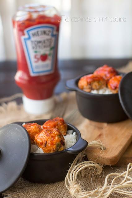 Albóndigas de pollo con Ketchup y arroz al horno #NaturalmenteHeinz Albóndigas de pollo con Ketchup y arroz al horno #NaturalmenteHeinz