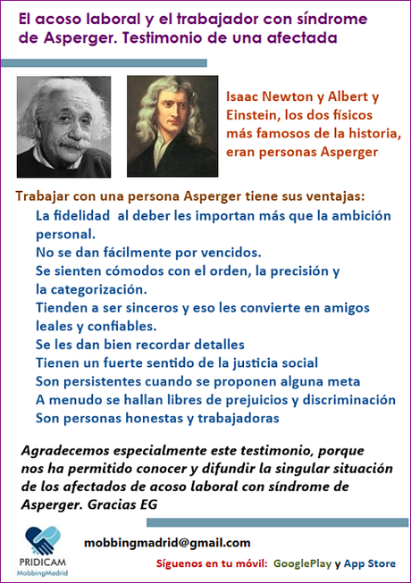 MobbingMadrid El acoso laboral y el afectado con síndrome de Asperger. Testimonio de una afectada MobbingMadrid El acoso laboral y el afectado con síndrome de Asperger. Testimonio de una afectada