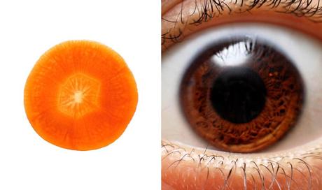 Frutas y verduras: alimentos beneficiosos similares a nuestro cuerpo carota occhio