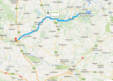 La ruta de hoy: de Piecki a Torun