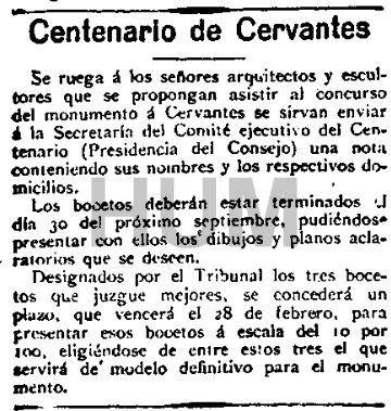 Historia de un fiasco. El monumento a Cervantes. Concurso de anteproyectos. Madrid, 1915