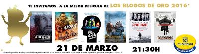 Sorteo de una entrada doble para ver la Mejor Película de los Blogos de Oro 2016