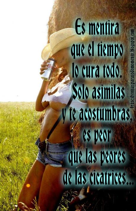 Es mentira que el tiempo lo cura todo. Solo asimilas y te acostumbras, es peor que las peores de las cicatrices... Es mentira que el tiempo lo cura todo. Solo asimilas y te acostumbras, es peor que las peores de las cicatrices...