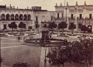 Plaza de Armas de Guadalajara en tiempos de Benito Juárez.