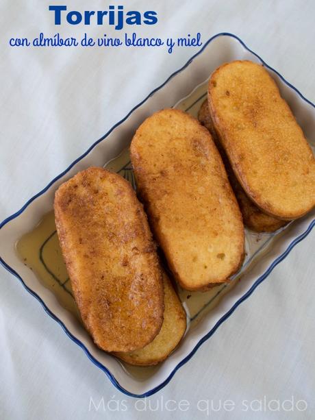 Torrijas con almíbar de vino blanco y miel. Torrijas con almíbar de vino blanco y miel.