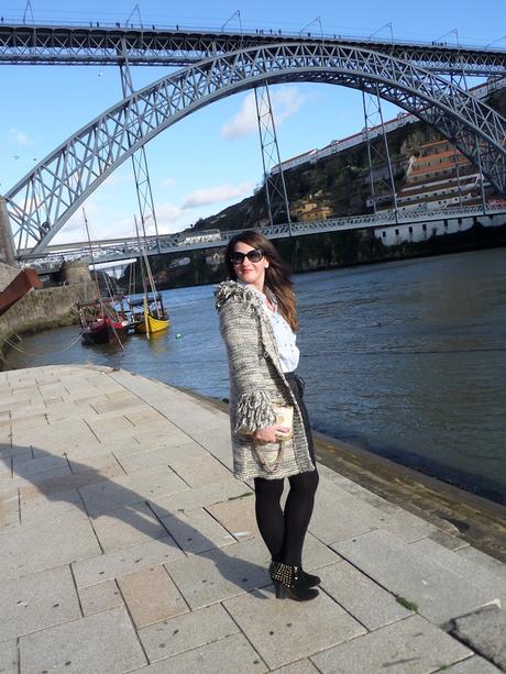 Wool coat & leather Wool coat & leather