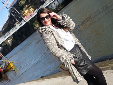 Wool coat & leather Wool coat & leather