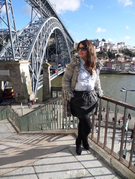 Wool coat & leather Wool coat & leather