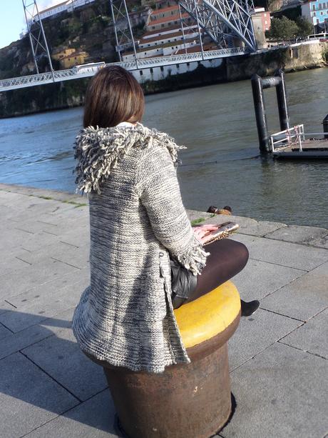 Wool coat & leather Wool coat & leather