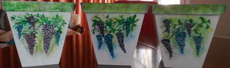 Maceteros 3 macetereos en linea 15x15x15cm madera pintados con acrílico